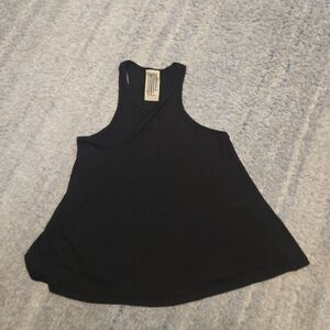 Free People We The Free Black Ribbed High Neck Swing Tank Top XS Made in USA